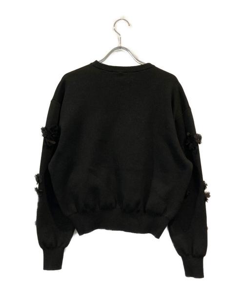 UNITED ARROWS（ユナイテッドアローズ）UNITED ARROWS (ユナイテッドアローズ) 3D フラワーモチーフ ロングスリーブ ニット ブラック サイズ:-の古着・服飾アイテム