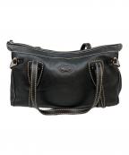 TOD'Sトッズ）の古着「ホワイトステッチジップトートバッグ」｜ブラック