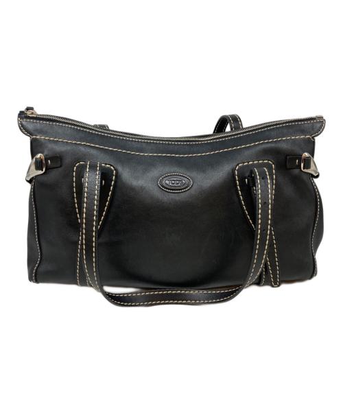 TOD'S（トッズ）TOD'S (トッズ) ホワイトステッチジップトートバッグ ブラックの古着・服飾アイテム