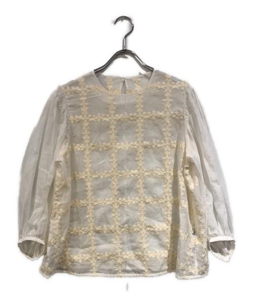 TOMORROW LAND collection（トゥモローランドコレクション）TOMORROW LAND collection (トゥモローランドコレクション) クロスフルール ペザントプルオーバー ベージュ サイズ:SIZE 36の古着・服飾アイテム