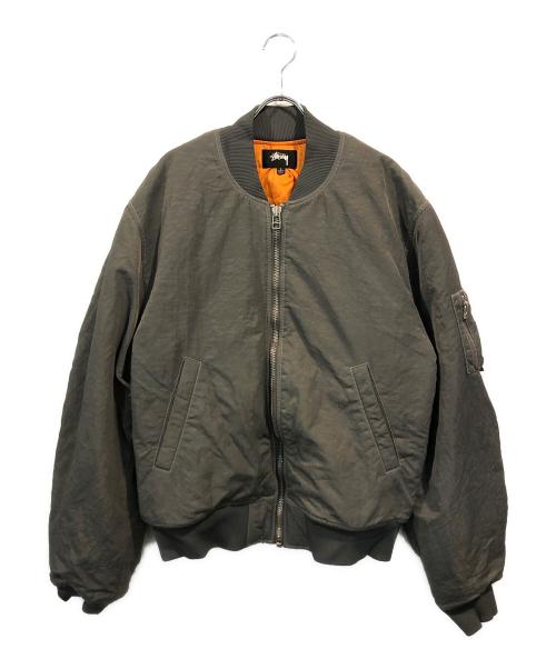 stussy（ステューシー）stussy (ステューシー) Dyed Nylon Bomber Jacket カーキ サイズ:Lの古着・服飾アイテム
