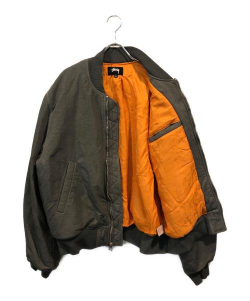 stussy（ステューシー）stussy (ステューシー) Dyed Nylon Bomber Jacket カーキ サイズ:Lの古着・服飾アイテム
