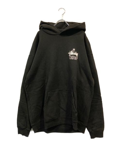 stussy（ステューシー）stussy (ステューシー) UNION (ユニオン) コラボプリントパーカー ブラック サイズ:SIZE XLの古着・服飾アイテム