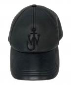 J.W.ANDERSONジェイダブリューアンダーソン）の古着「ブラックロゴレザーベースボールキャップ」｜ブラック