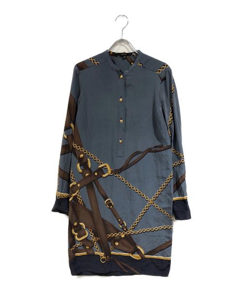 GUCCI（グッチ）GUCCI (グッチ) 総柄シャツワンピース ブルー サイズ:38の古着・服飾アイテム