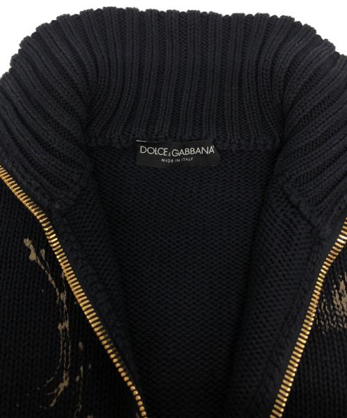 DOLCE & GABBANA（ドルチェ＆ガッバーナ）DOLCE & GABBANA (ドルチェ＆ガッバーナ) ペンキ加工ハーフジップニット ネイビー サイズ:SIZE 44の古着・服飾アイテム