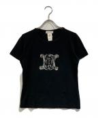 CELINEセリーヌ）の古着「スパンコールトリオンフロゴTシャツ」｜ブラック