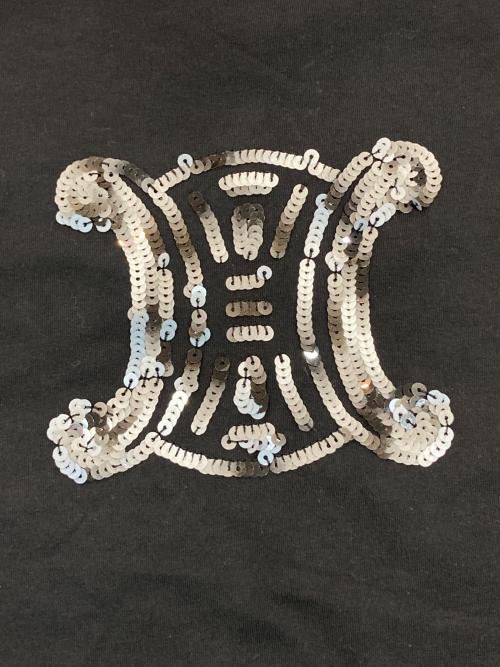 CELINE（セリーヌ）CELINE (セリーヌ) スパンコールトリオンフロゴTシャツ ブラック サイズ:SIZE Lの古着・服飾アイテム