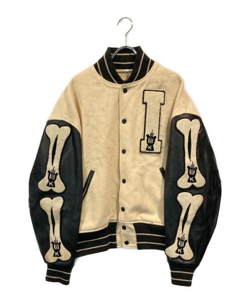 KAPITAL（キャピタル）KAPITAL (キャピタル) Wool I-Five Varsity Jacket ベージュ×ブラック サイズ:SIZE 1の古着・服飾アイテム
