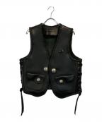 CALFカルフ）の古着「レザーベスト」｜ブラック