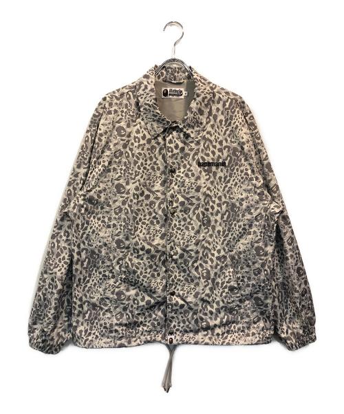 A BATHING APE（ア ベイシング エイプ）A BATHING APE (ア ベイシング エイプ) Wild Leopard Pattern Coach Jacket グレー×ホワイト サイズ:Mの古着・服飾アイテム