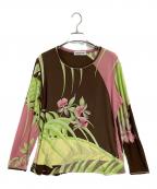LEONARDレオナール）の古着「総柄シルクカットソー」｜ブラウン×グリーン