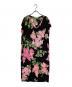 LEONARD（レオナール）の古着「花柄シクルワンピース/フラワージャージーワンピース」｜ブラック×ピンク
