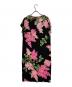 LEONARD (レオナール) 花柄シクルワンピース/フラワージャージーワンピース ブラック×ピンク サイズ:SIZE 46：40000円