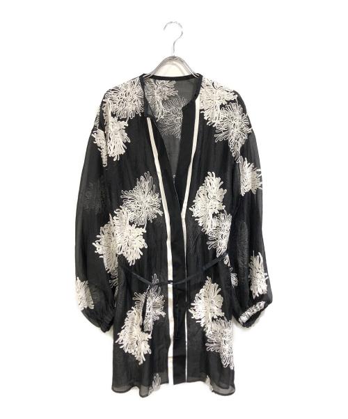 ADORE（アドーア）ADORE (アドーア) シアーエンブロイダリーロングジャケット ブラック サイズ:38の古着・服飾アイテム