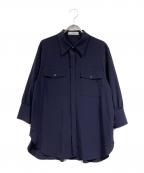 ADOREアドーア）の古着「ストレッチデシンブラウス」｜ネイビー