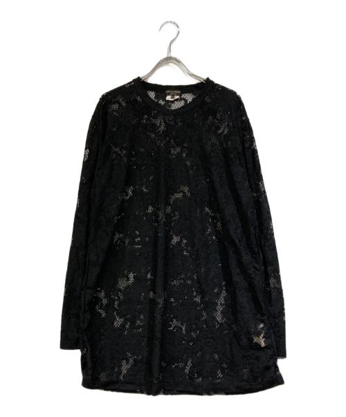 COMME des GARCONS HOMME PLUS（コムデギャルソンオムプリュス）COMME des GARCONS HOMME PLUS (コムデギャルソンオムプリュス) フローラルレースロングスリーブカットソー ブラック サイズ:SIZE Lの古着・服飾アイテム