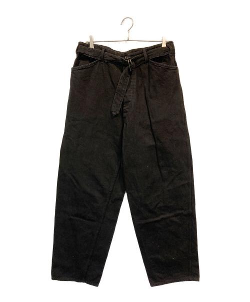 COMOLI（コモリ）COMOLI (コモリ) デニム ベルテッドパンツ ブラック サイズ:SIZE 3の古着・服飾アイテム