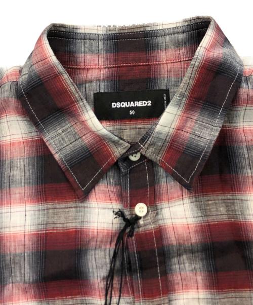 DSQUARED2（ディースクエアード）DSQUARED2 (ディースクエアード) オンブレチェックシャツ レッド サイズ:SIZE 50の古着・服飾アイテム
