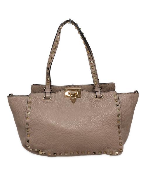 VALENTINO（ヴァレンティノ）VALENTINO (ヴァレンティノ) ロックスタッズ2WAYバッグ ピンクの古着・服飾アイテム