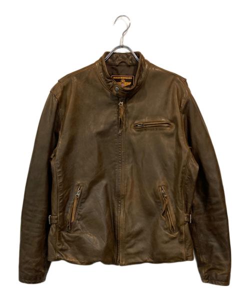 MORGAN MEMPHIS BELLE（モーガン メンフィス ベル）MORGAN MEMPHIS BELLE (モーガン メンフィス ベル) シングルライダースジャケット ブラウン サイズ:SIZE Lの古着・服飾アイテム