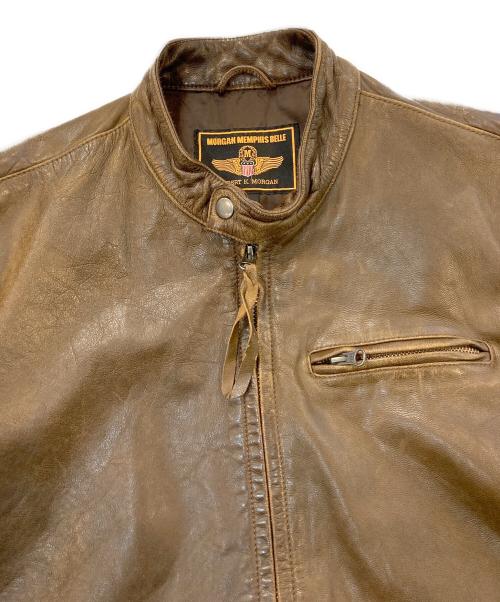 MORGAN MEMPHIS BELLE（モーガン メンフィス ベル）MORGAN MEMPHIS BELLE (モーガン メンフィス ベル) シングルライダースジャケット ブラウン サイズ:SIZE Lの古着・服飾アイテム