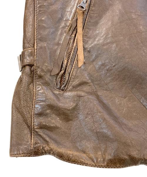 MORGAN MEMPHIS BELLE（モーガン メンフィス ベル）MORGAN MEMPHIS BELLE (モーガン メンフィス ベル) シングルライダースジャケット ブラウン サイズ:SIZE Lの古着・服飾アイテム