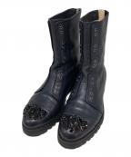 JIMMY CHOOジミーチュウ）の古着「クリスタルビジューブーツ」｜ネイビー