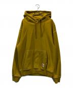 stussyステューシー）の古着「Contrast Stitch Label  Pullover Hoodie」｜イエロー