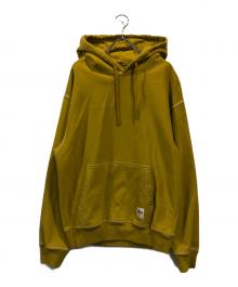 stussy（ステューシー）の古着「Contrast Stitch Label  Pullover Hoodie」｜イエロー