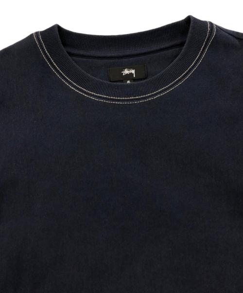 stussy（ステューシー）stussy (ステューシー) Contrast Stitch Label crew sweat ネイビー サイズ:Mの古着・服飾アイテム