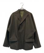 TOMORROW LANDトゥモローランド）の古着「ウールカシミヤメルトン 4Bダブルブレストジャケット」｜グレー