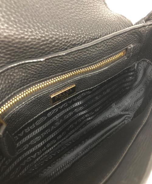 PRADA（プラダ）PRADA (プラダ) ヴィッテロダイノ レザー ショルダーバッグ ブラックの古着・服飾アイテム
