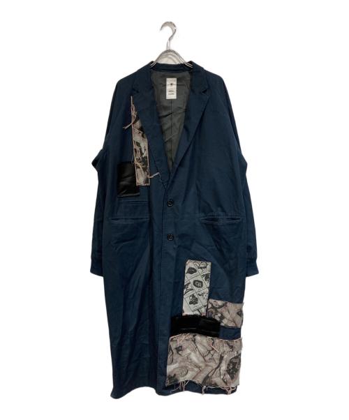 MIHARA YASUHIRO（ミハラヤスヒロ）MIHARA YASUHIRO (ミハラヤスヒロ) Jaquard ragran coat ネイビー サイズ:SIZE 46の古着・服飾アイテム