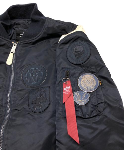 stussy（ステューシー）stussy (ステューシー) ALPHA (アルファ) FRAGMENT DESIGN (フラグメントデザイン) ボンバージャケット ネイビー サイズ:Lの古着・服飾アイテム