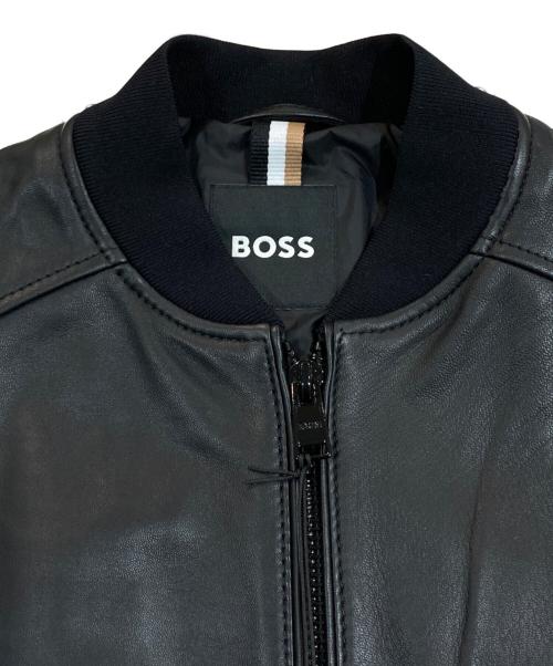 BOSS（ボス）BOSS (ボス) レザーブルゾン ブラック サイズ:SIZE 44の古着・服飾アイテム
