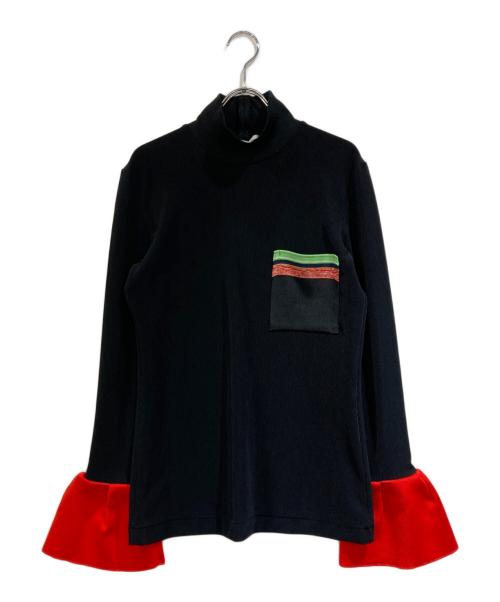 TOGA PULLA（トーガ プルラ）TOGA PULLA (トーガ プルラ) ピケジャージーロングスリーブトップス レッド×ブラック サイズ:SIZE 40の古着・服飾アイテム