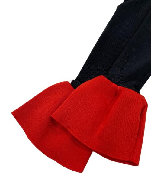 TOGA PULLA（トーガ プルラ）TOGA PULLA (トーガ プルラ) ピケジャージーロングスリーブトップス レッド×ブラック サイズ:SIZE 40の古着・服飾アイテム