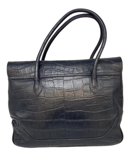 PELLE MORBIDA（ペッレモルビダ）PELLE MORBIDA (ペッレモルビダ) クロコ型押し トートバッグ ネイビーの古着・服飾アイテム