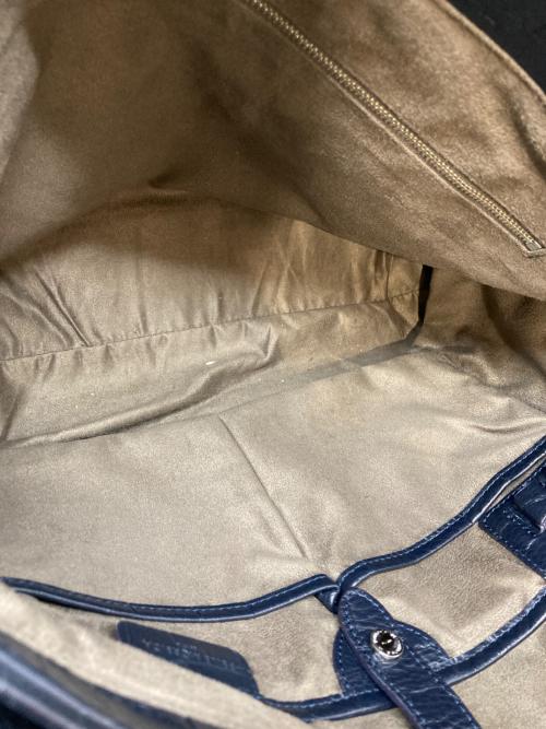 PELLE MORBIDA（ペッレモルビダ）PELLE MORBIDA (ペッレモルビダ) クロコ型押し トートバッグ ネイビーの古着・服飾アイテム