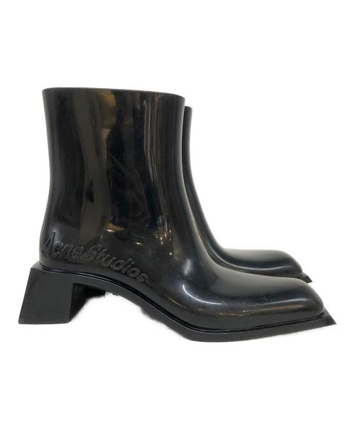Acne studios（アクネ ストゥディオズ）Acne studios (アクネ ストゥディオズ) ロゴ ラバー アンクル ブーツ ブラック サイズ:SIZE 37の古着・服飾アイテム