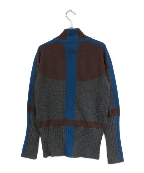 HERMES（エルメス）HERMES (エルメス) カシミヤドライバーズニット ブルー×グレー サイズ:SIZE SMの古着・服飾アイテム