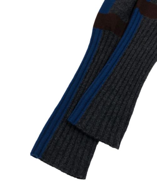 HERMES（エルメス）HERMES (エルメス) カシミヤドライバーズニット ブルー×グレー サイズ:SIZE SMの古着・服飾アイテム