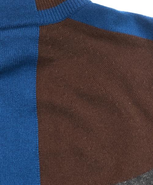 HERMES（エルメス）HERMES (エルメス) カシミヤドライバーズニット ブルー×グレー サイズ:SIZE SMの古着・服飾アイテム