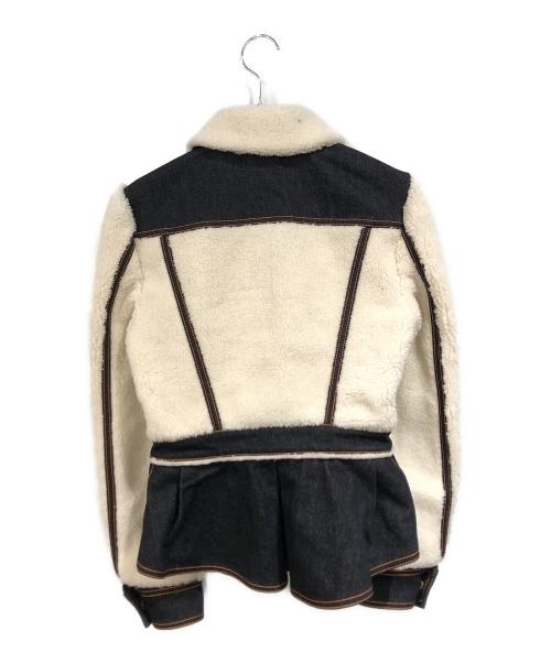 ALEXANDER McQUEEN（アレキサンダーマックイーン）ALEXANDER McQUEEN (アレキサンダーマックイーン) デニムボアジャケット ホワイト×インディゴ サイズ:38の古着・服飾アイテム