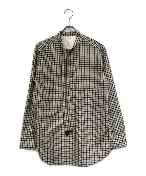 TOGA PULLA（トーガ プルラ）TOGA PULLA (トーガ プルラ) ボウタイチェックシャツ ベージュ×グレー サイズ:36の古着・服飾アイテム