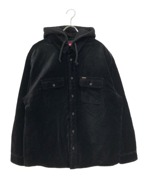 SUPREME（シュプリーム）Supreme (シュプリーム) Quilted Lined Hooded Velvet Shirt ブラック サイズ:Lの古着・服飾アイテム