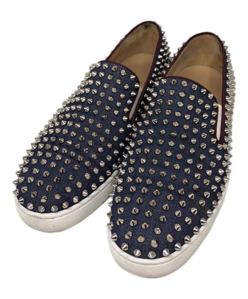 Christian Louboutin（クリスチャン・ルブタン）Christian Louboutin (クリスチャン・ルブタン) デニムスタッズスリッポン ネイビー サイズ:SIZE 43の古着・服飾アイテム