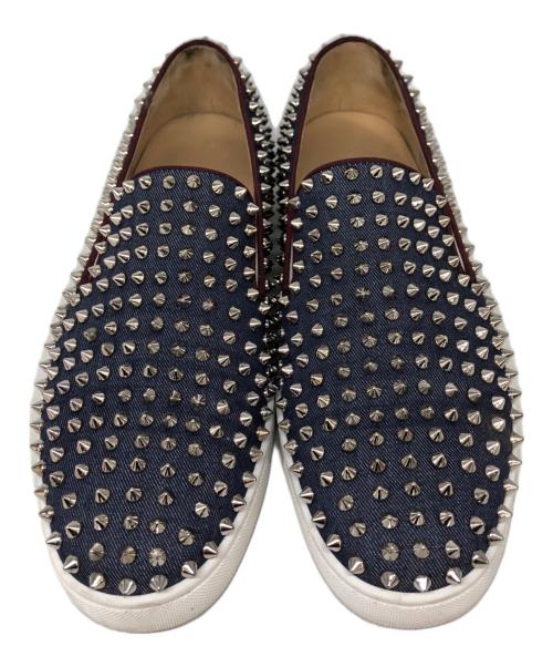 Christian Louboutin（クリスチャン・ルブタン）Christian Louboutin (クリスチャン・ルブタン) デニムスタッズスリッポン ネイビー サイズ:SIZE 43の古着・服飾アイテム
