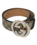 GUCCIグッチ）の古着「インターロッキングGバックルベルト」｜ベージュ